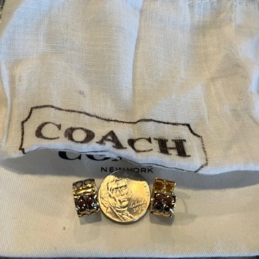 COACH Quilted C Huggie Earrings - Picture 5 of 6